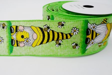Nastro a quadretti in tessuto semplice_primavera elf con api miele verdi
